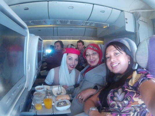 Our wefie with Imanuella, the kind & beautiful stewardess of Emirates which made my Mom her #1 fan